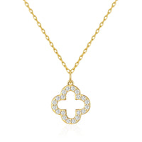 Gold Plated Clover Necklace Created with Zircondia® Crystals