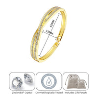 Gold Plated Crossover Bangle Created with Zircondia® Crystals (7 Inch)