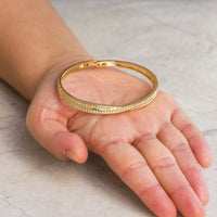 Gold Plated Crossover Bangle Created with Zircondia® Crystals (7 Inch)