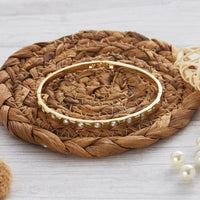Gold Plated Cubic Bangle Created with Zircondia® Crystals (7 Inch)