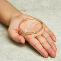 Gold Plated Cubic Bangle Created with Zircondia® Crystals (7 Inch)