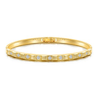 Gold Plated Cubic Bangle Created with Zircondia® Crystals (7 Inch)