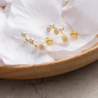 Gold Plated Daisy Climber Earrings Created with Zircondia® Crystals
