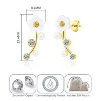 Gold Plated Daisy Climber Earrings Created with Zircondia® Crystals