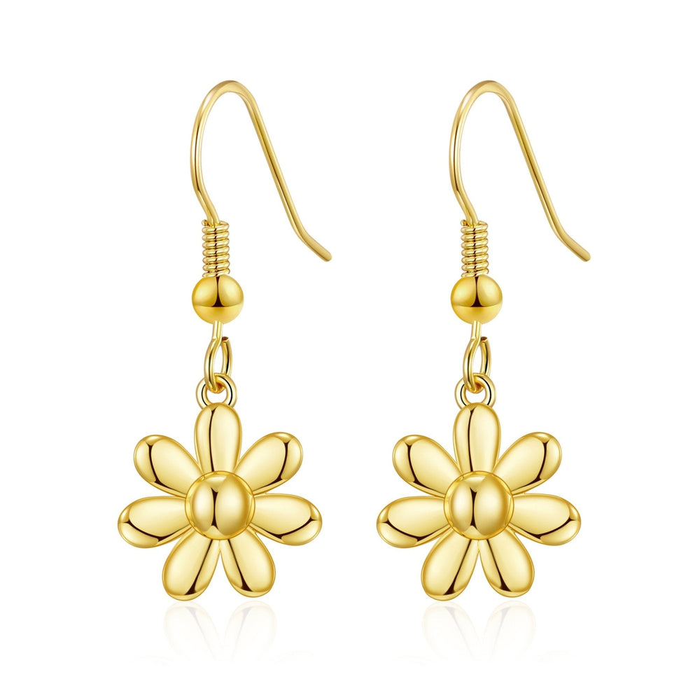 Gold Plated Daisy Drop Earrings