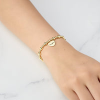 Gold Plated Daughter Heart Charm Beaded Stretch Bracelet