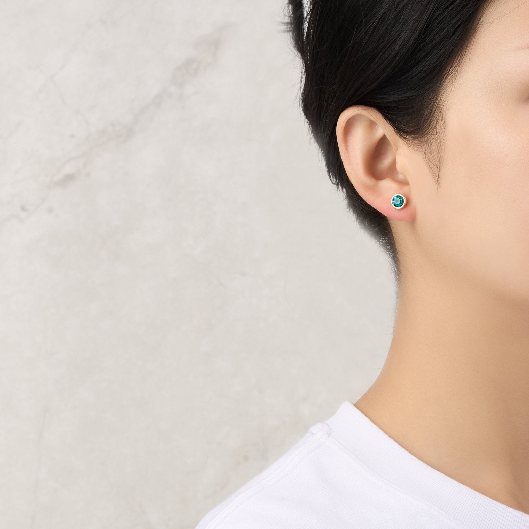 Gold Plated December (Blue Topaz) Birthstone Earrings Created with Zircondia® Crystals