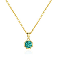 Gold Plated December (Blue Topaz) Birthstone Necklace Created with Zircondia® Crystals