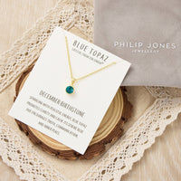 Gold Plated December (Blue Topaz) Birthstone Necklace Created with Zircondia® Crystals