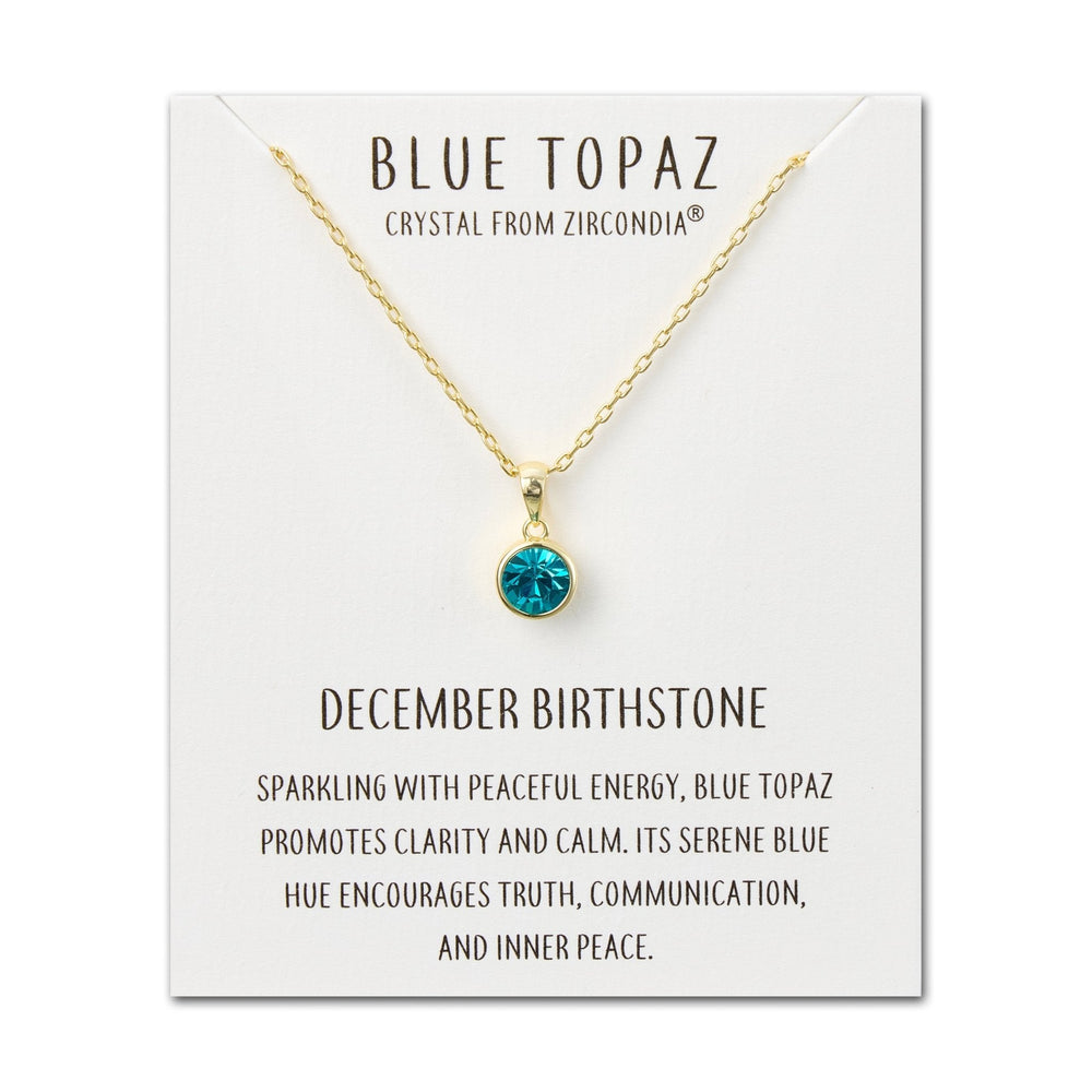 Gold Plated December (Blue Topaz) Birthstone Necklace Created with Zircondia® Crystals