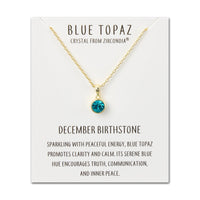 Gold Plated December (Blue Topaz) Birthstone Necklace Created with Zircondia® Crystals
