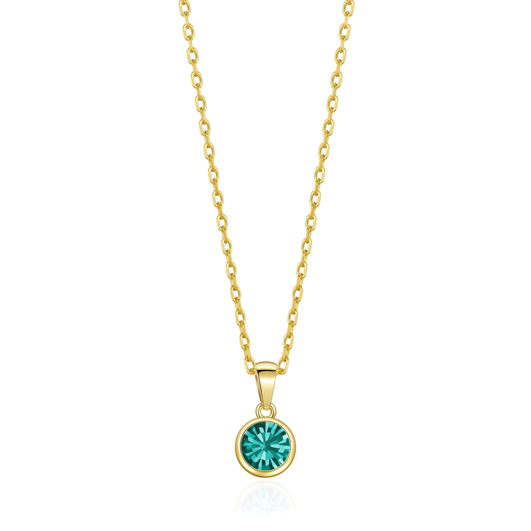 Gold Plated December (Blue Topaz) Birthstone Necklace Created with Zircondia® Crystals
