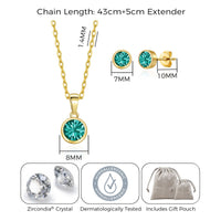 Gold Plated December (Blue Topaz) Birthstone Necklace & Earrings Set Created with Zircondia® Crystals