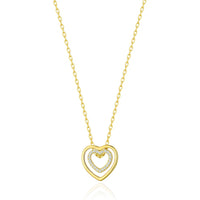 Gold Plated Double Heart Necklace Created with Zircondia® Crystals