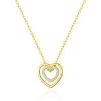 Gold Plated Double Heart Necklace Created with Zircondia® Crystals