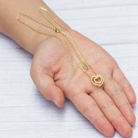 Gold Plated Double Heart Necklace Created with Zircondia® Crystals