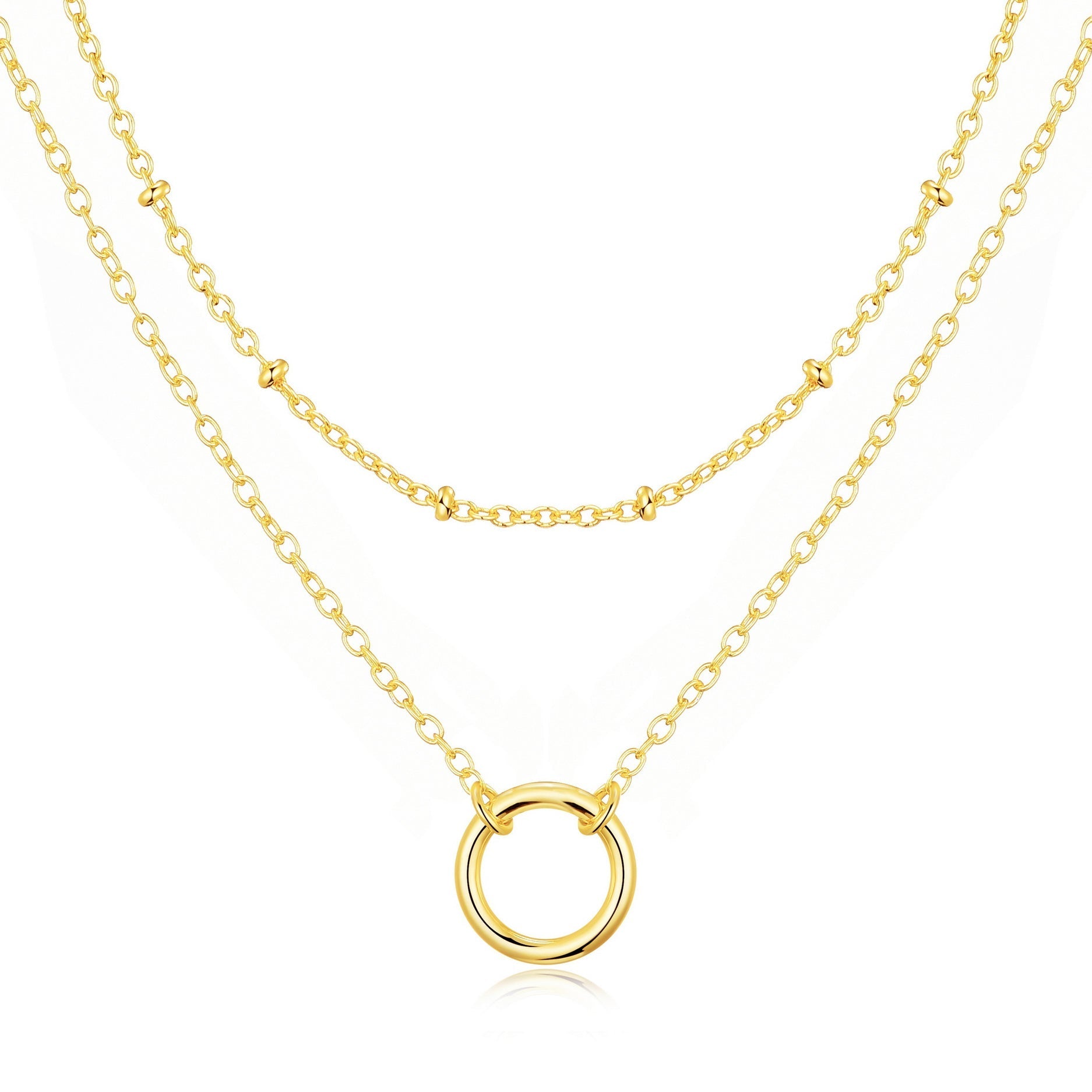 Gold Plated Double Layered Circle Necklace