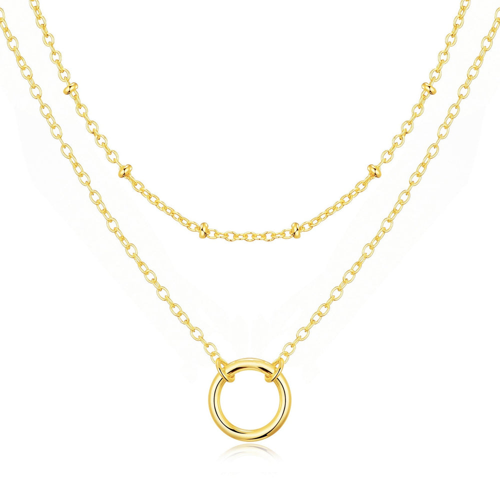 Gold Plated Double Layered Circle Necklace