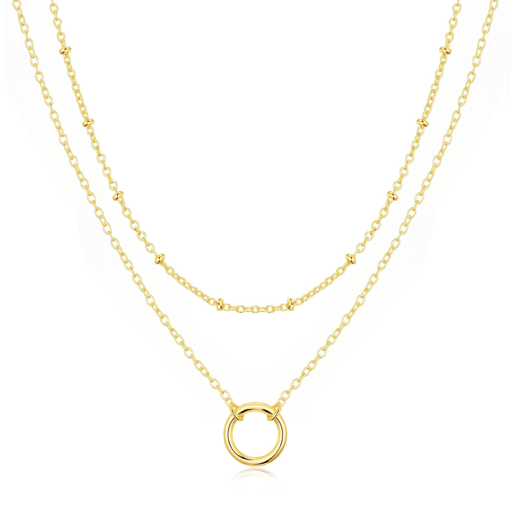 Gold Plated Double Layered Circle Necklace