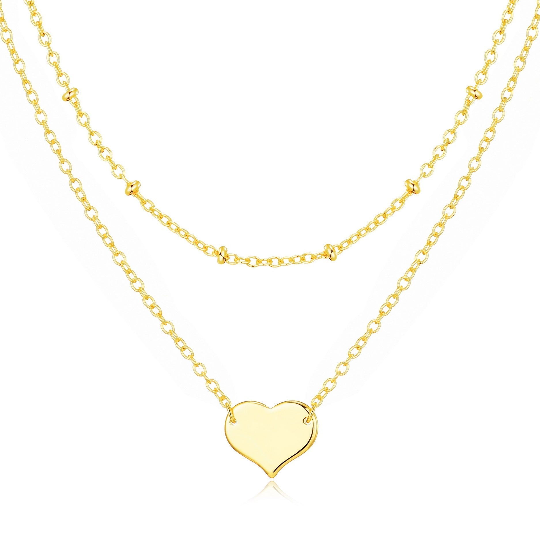 Gold Plated Double Layered Heart Necklace