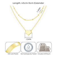 Gold Plated Double Layered Heart Necklace