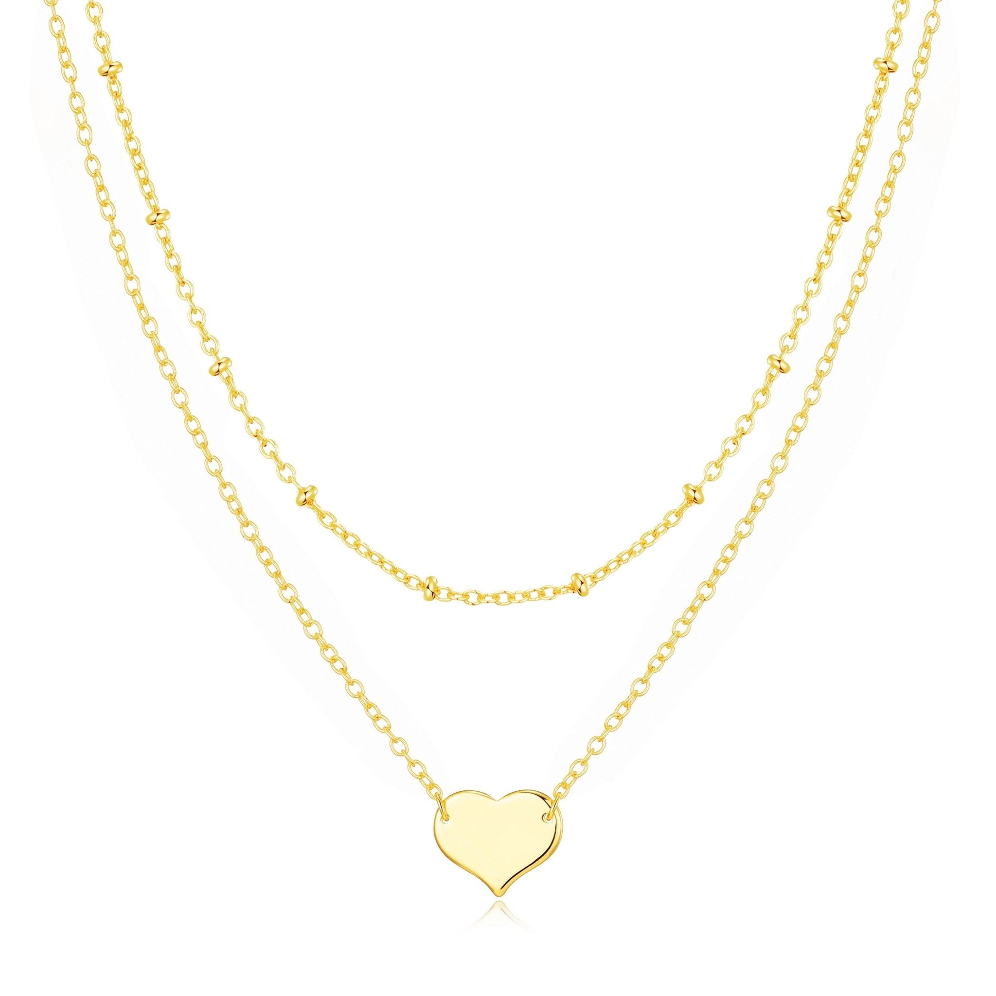Gold Plated Double Layered Heart Necklace