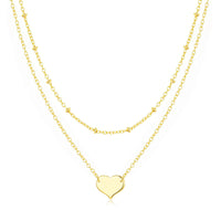 Gold Plated Double Layered Heart Necklace