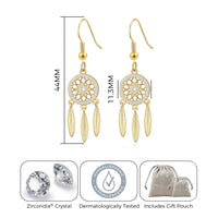 Gold Plated Dream Catcher Drop Earrings Created with Zircondia® Crystals
