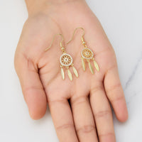Gold Plated Dream Catcher Drop Earrings Created with Zircondia® Crystals