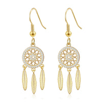 Gold Plated Dream Catcher Drop Earrings Created with Zircondia® Crystals