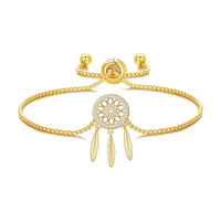 Gold Plated Dream Catcher Friendship Bracelet Created with Zircondia® Crystals