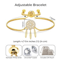 Gold Plated Dream Catcher Friendship Bracelet Created with Zircondia® Crystals