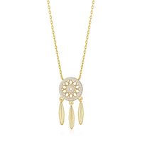 Gold Plated Dream Catcher Necklace Created with Zircondia® Crystals