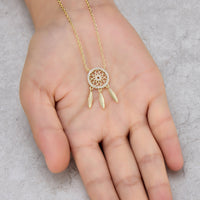 Gold Plated Dream Catcher Necklace Created with Zircondia® Crystals