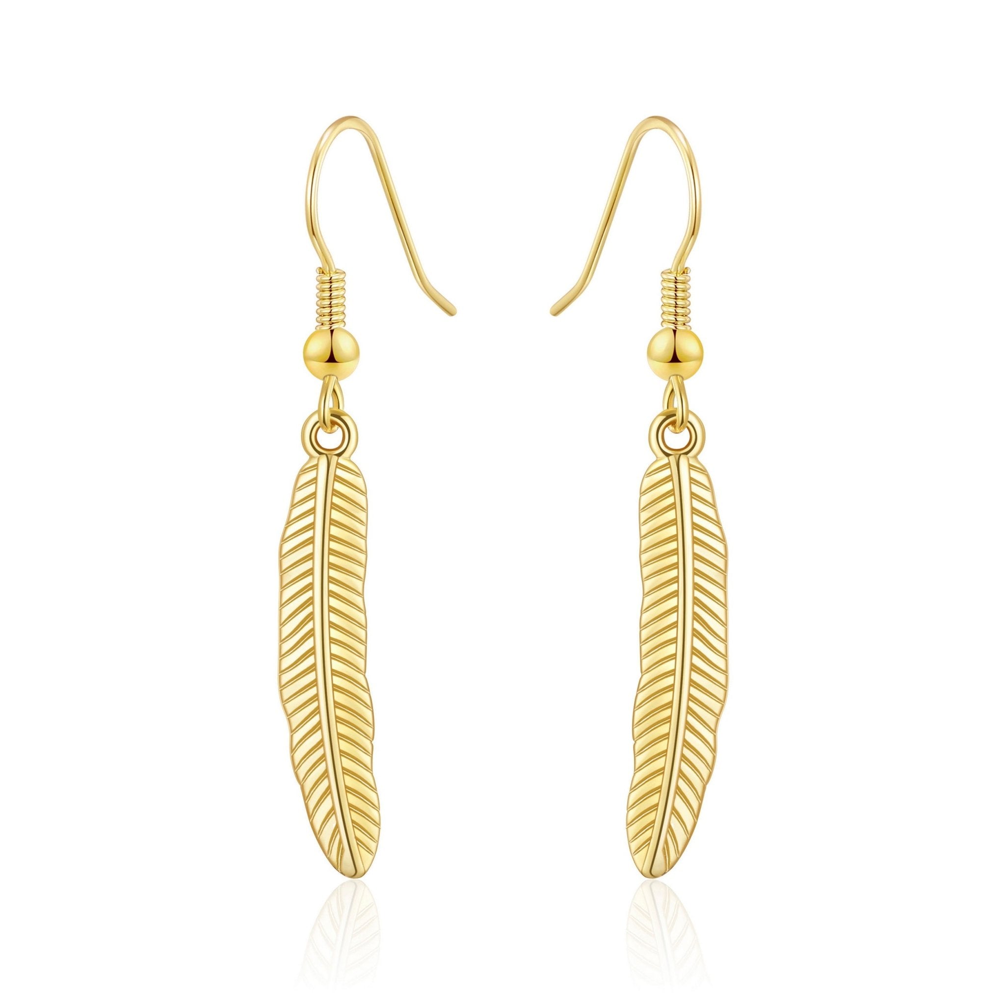 Gold Plated Feather Earrings