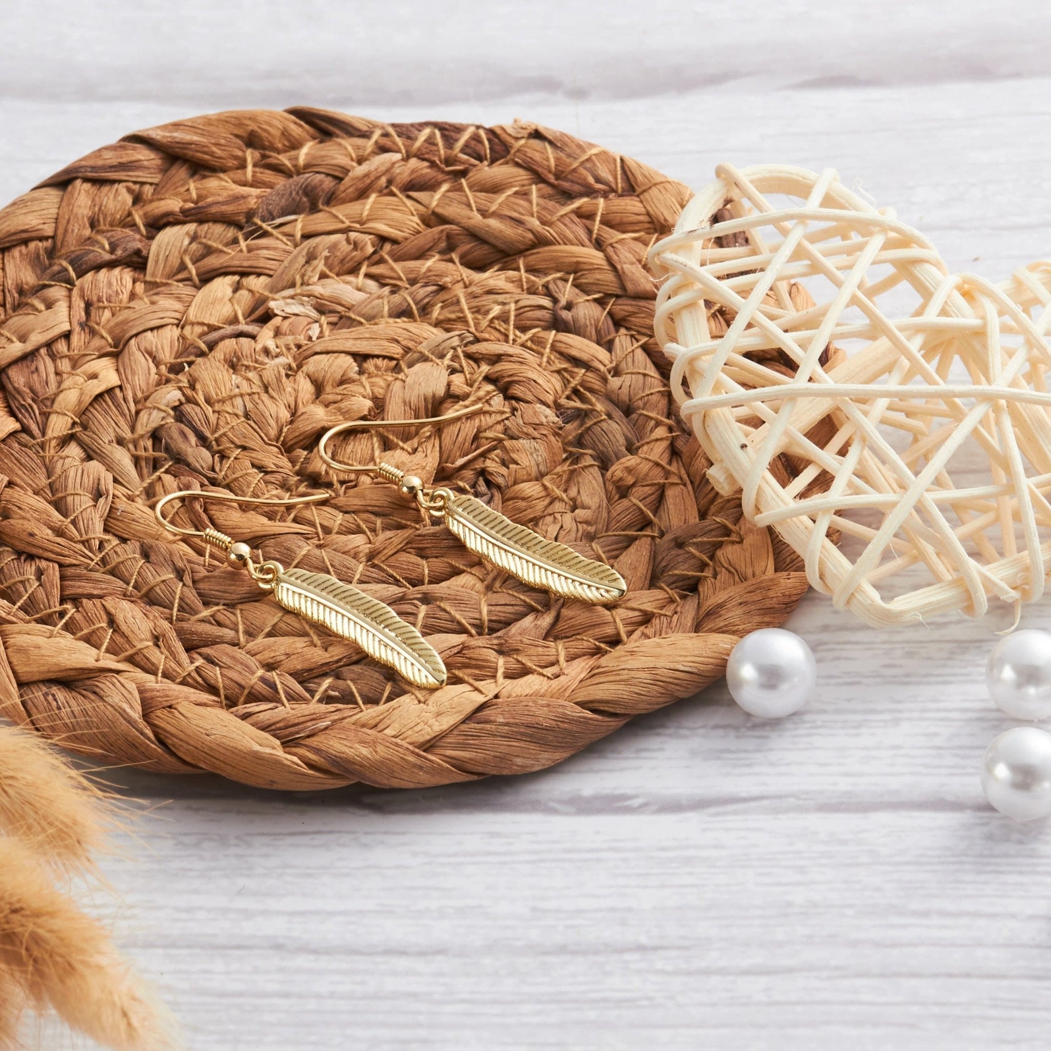 Gold Plated Feather Earrings