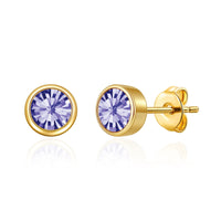 Gold Plated February (Amethyst) Birthstone Earrings Created with Zircondia® Crystals