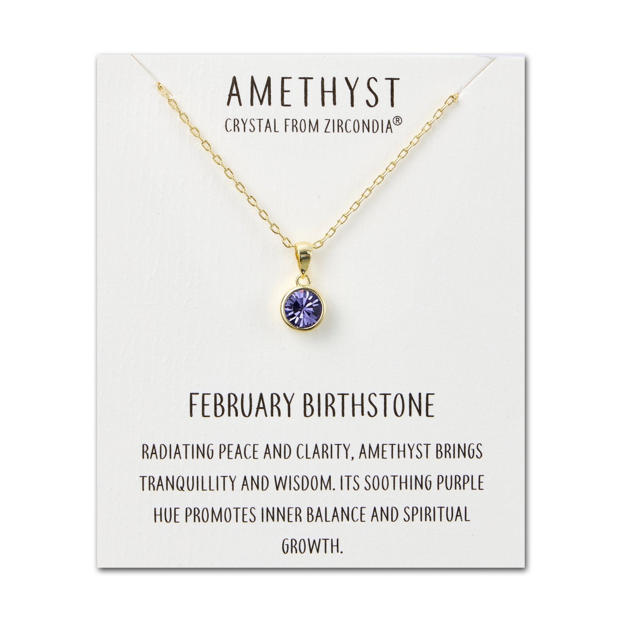 Gold Plated February (Amethyst) Birthstone Necklace Created with Zircondia® Crystals