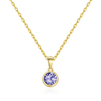 Gold Plated February (Amethyst) Birthstone Necklace Created with Zircondia® Crystals