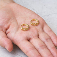 Gold Plated Flower Hoop Earrings Created with Zircondia® Crystals