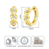 Gold Plated Flower Hoop Earrings Created with Zircondia® Crystals