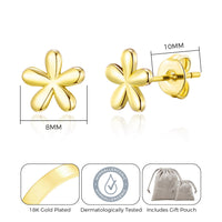 Gold Plated Flower Stud Earrings