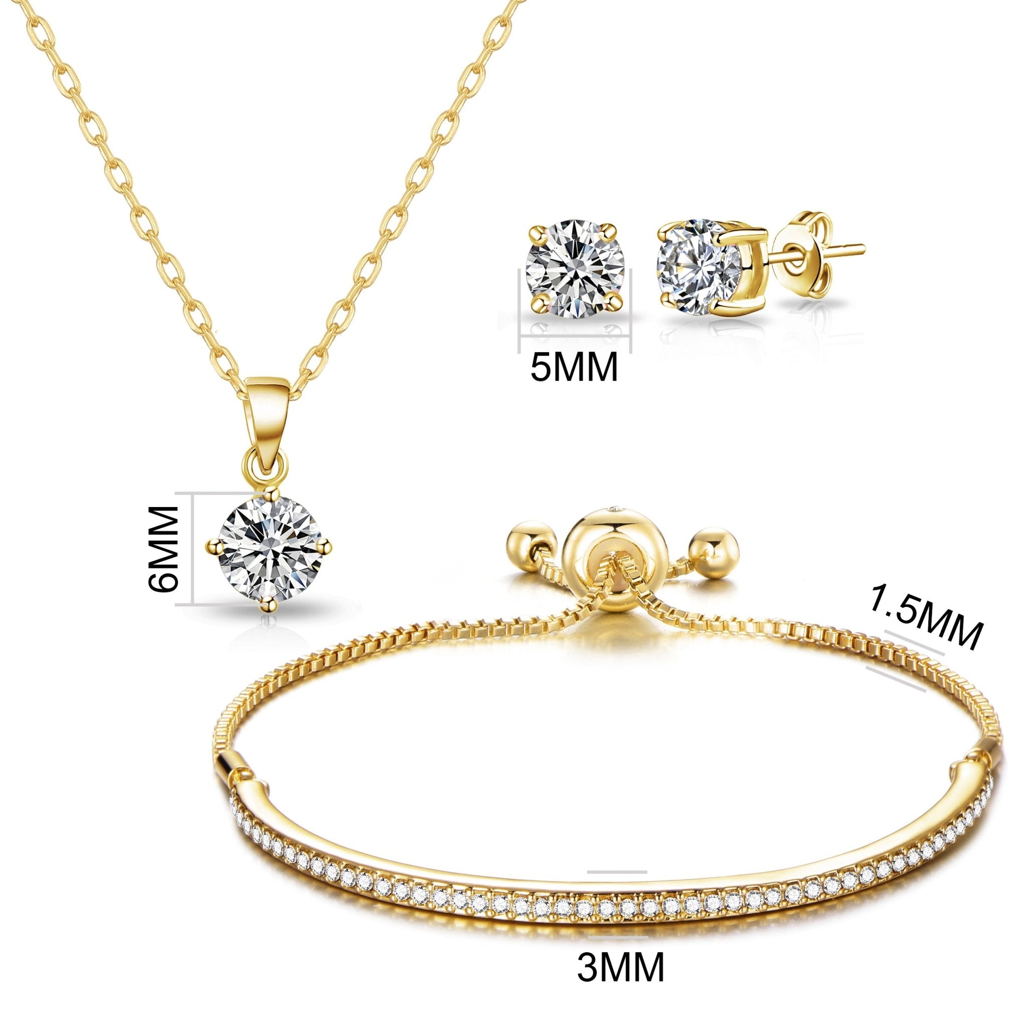 Gold Plated Friendship Set Created with Zircondia® Crystals