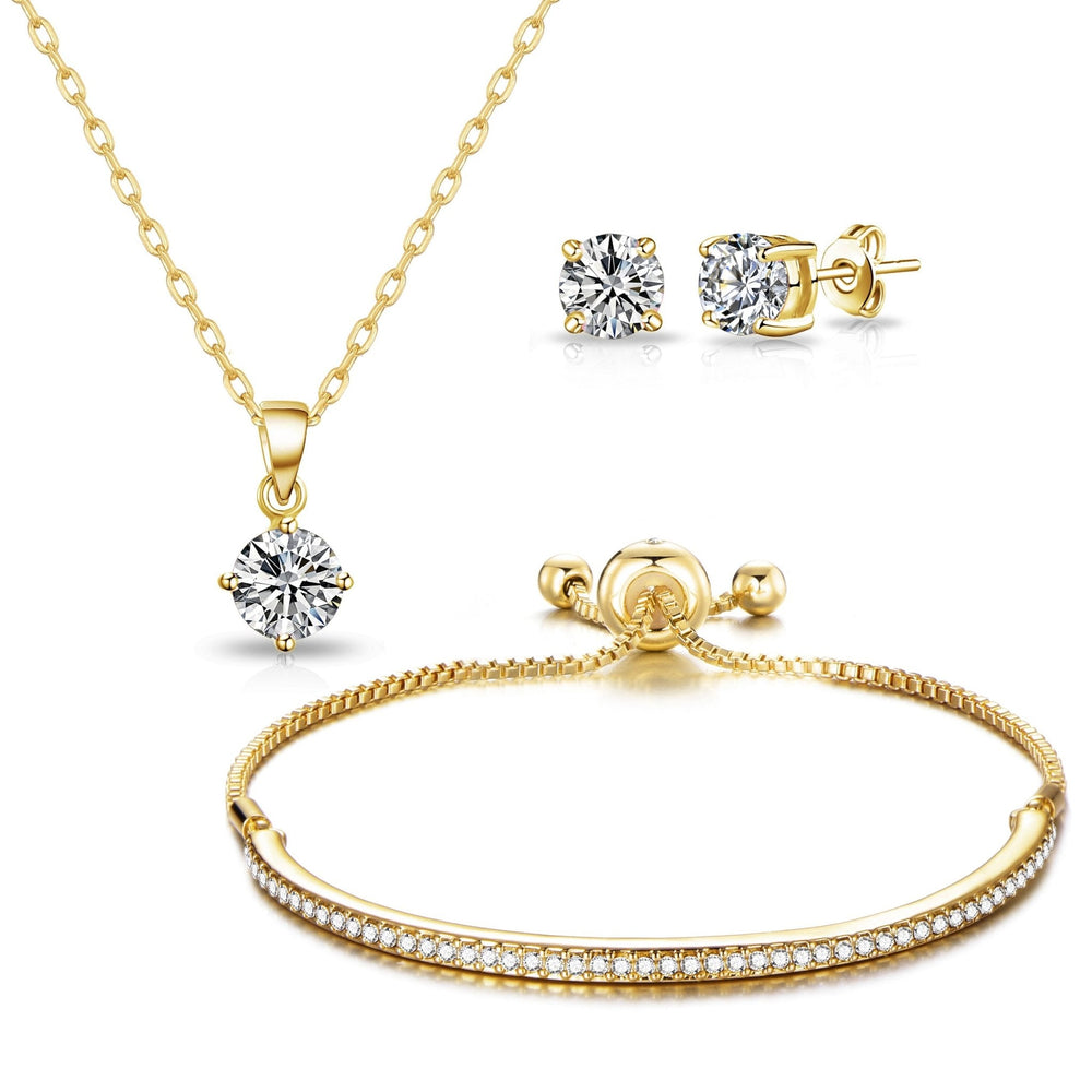 Gold Plated Friendship Set Created with Zircondia® Crystals