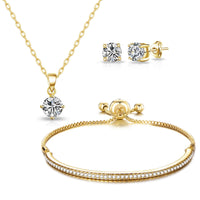 Gold Plated Friendship Set Created with Zircondia® Crystals