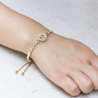 Gold Plated Halo Friendship Bracelet Created with Zircondia® Crystals