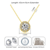 Gold Plated Halo Necklace Created with Zircondia® Crystals