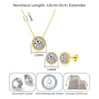 Gold Plated Halo Set Created with Zircondia® Crystals