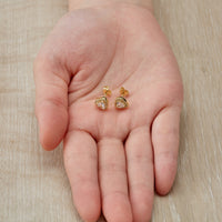 Gold Plated Heart Halo Earrings Created with Zircondia® Crystals