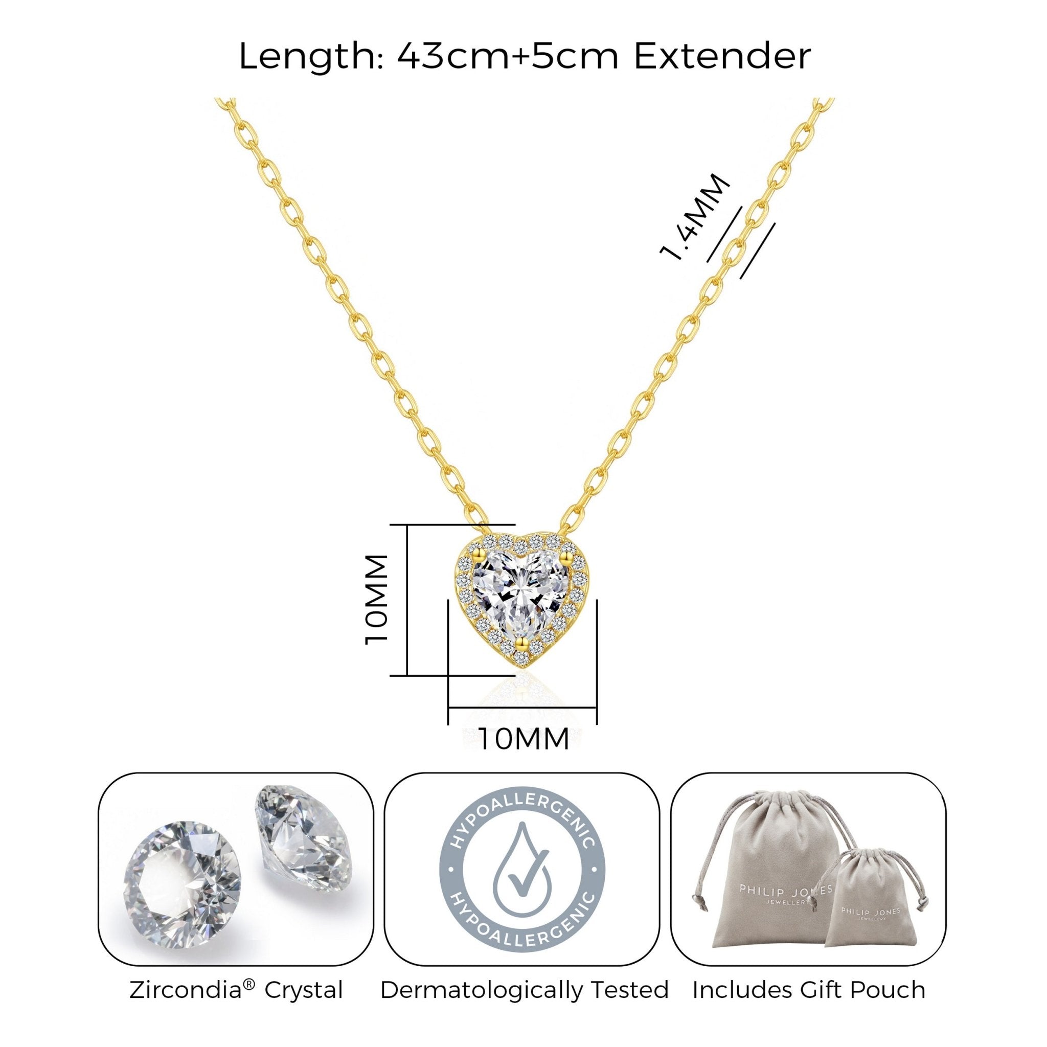 Gold Plated Heart Halo Necklace Created with Zircondia® Crystals
